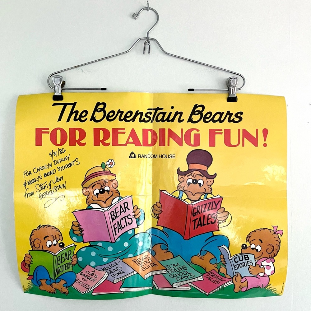 Vintage 80’s Berenstain Bears poster wall art print signed